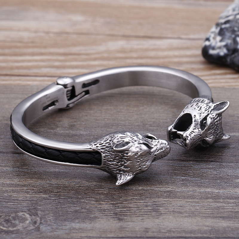European and American jewelry titanium steel wolf head bracelet