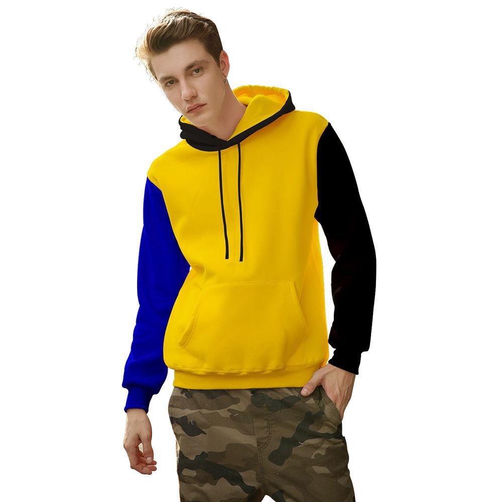 Hooded sweatshirt with fleece colorblock long sleeve