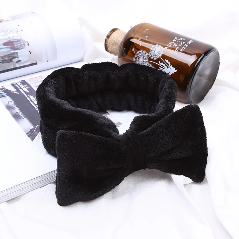 Coral Velvet Bow Cross Hairband - Black