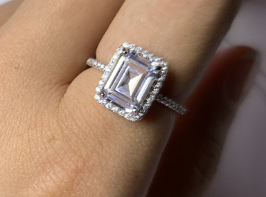 Silver zircon full diamond women's ring