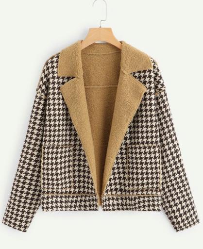 Long-sleeved plaid retro plush coat