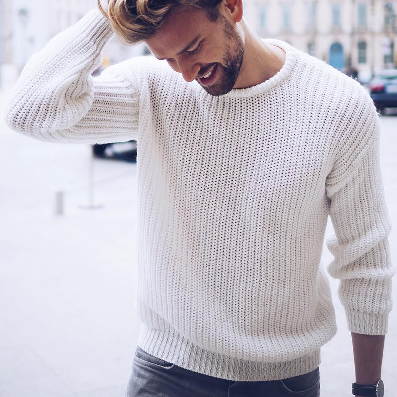 Men's pullover solid color knitted top