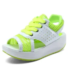 Platform wedge sandals - Green - View 1