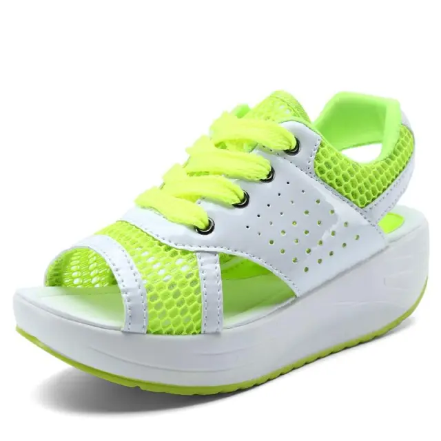 Platform wedge sandals Green - Shop at LoveMi