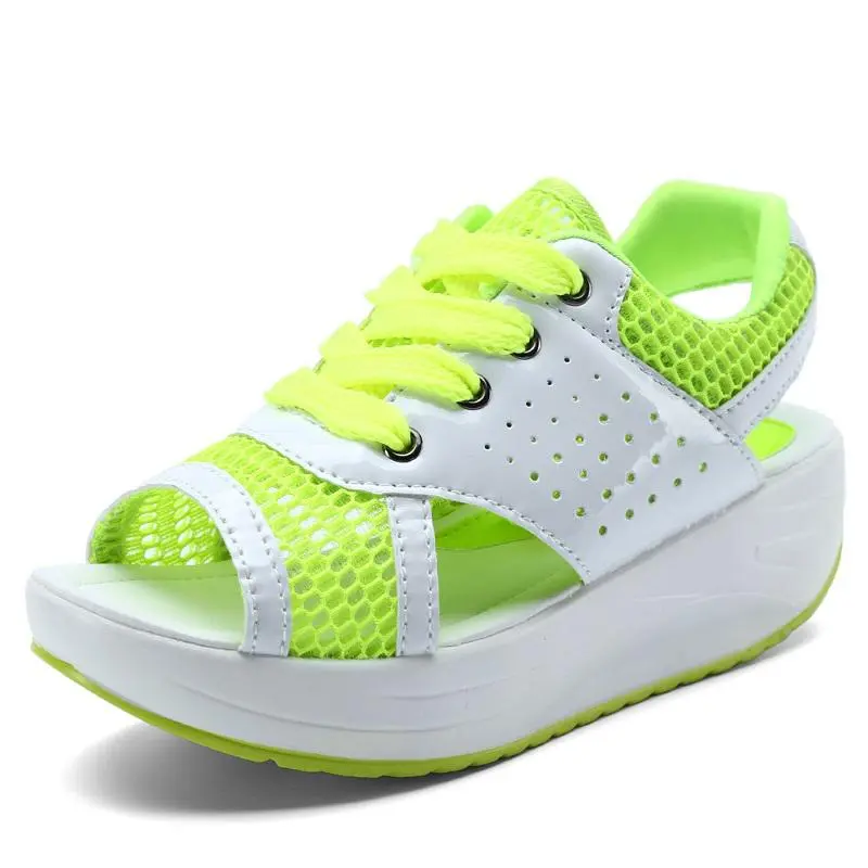 Platform wedge sandals - Green