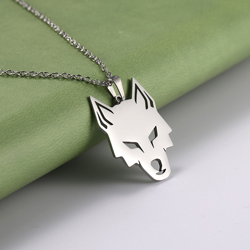 Wolf Head Stainless Steel Pendant Necklace