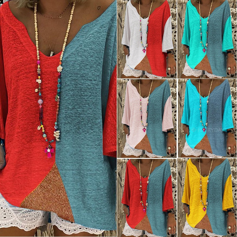 Women's T-shirt with contrasting V-neck