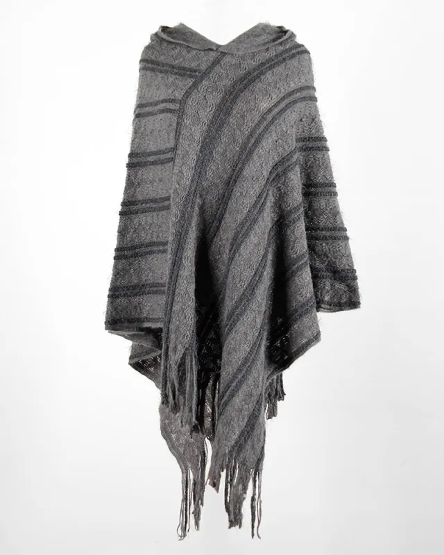 Hooded cape tassel cloak Grey - Shop at LoveMi