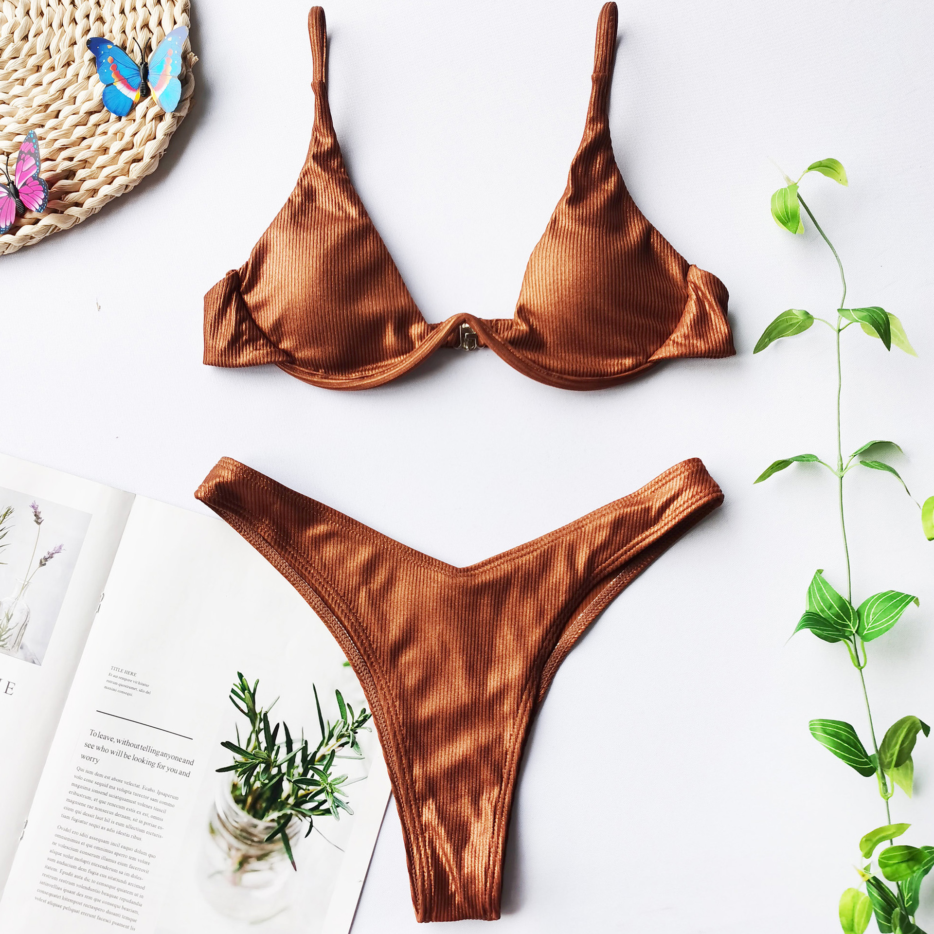 Serpentine glitter steel underpinning bikini triangle swimsuit - Image 10