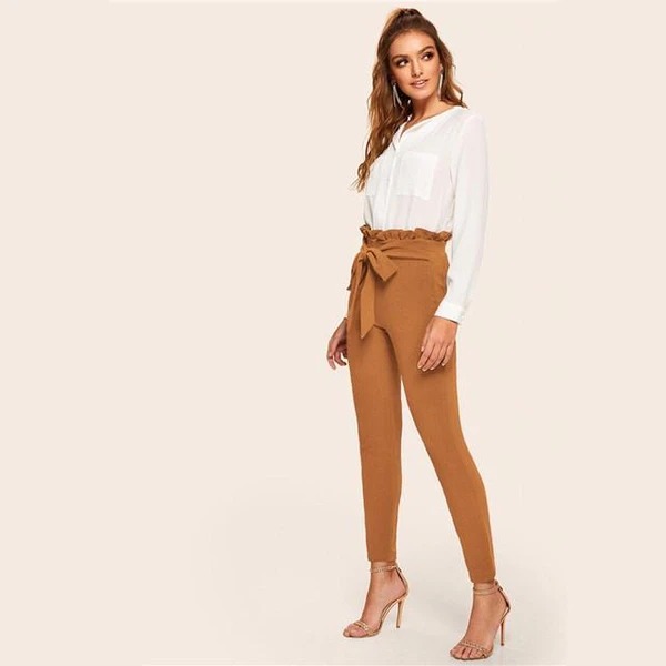 Orange paper bag belt tights