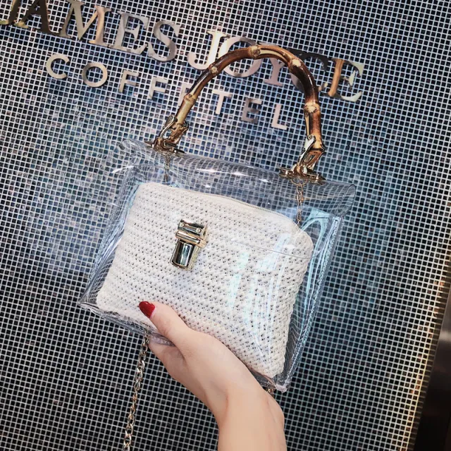 Women Purse Bamboo knot woven bag for women White - Shop at LoveMi