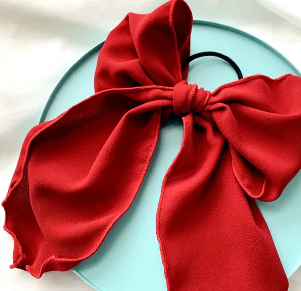 Bow tie hair band rubber band Red - Shop at LoveMi