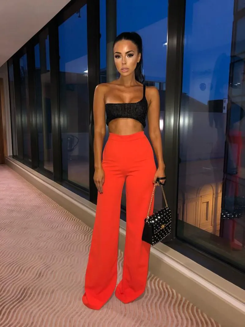 Women's high waist trousers - Orange