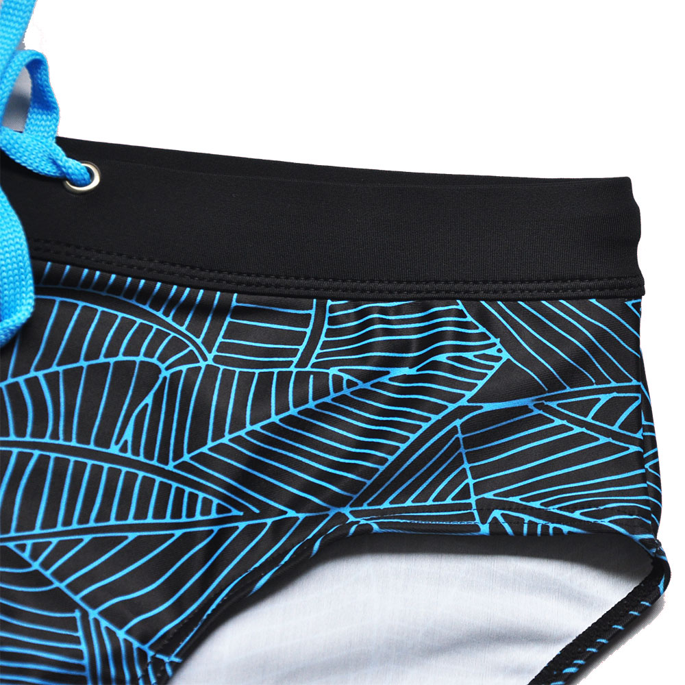 Men's leaf stripe Low waist bikini swim briefs