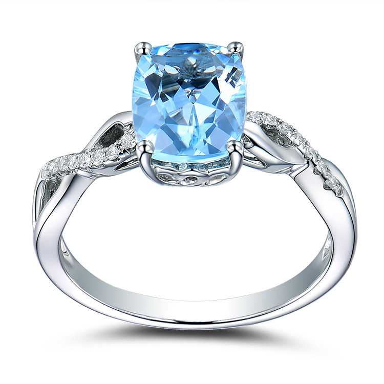 Natural aquamarine ring female