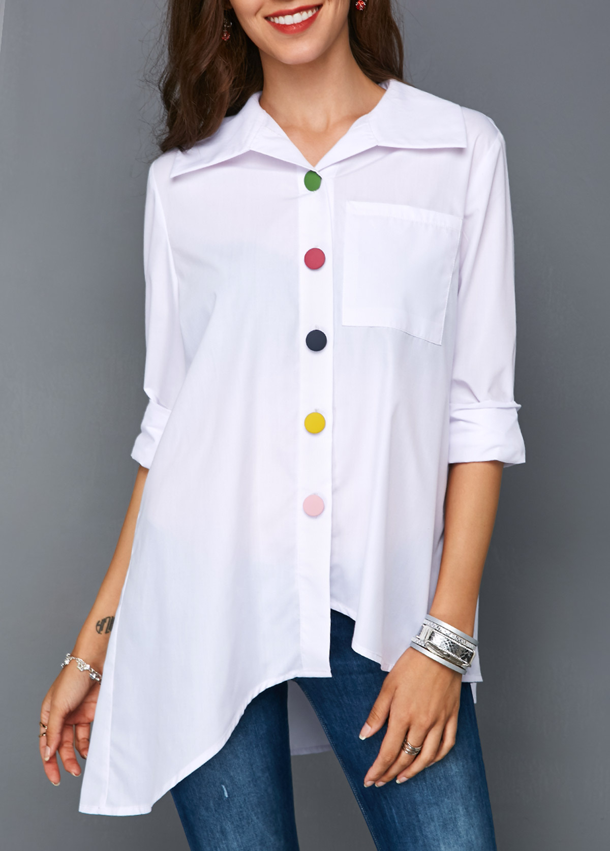 New ladies irregular color button shirt