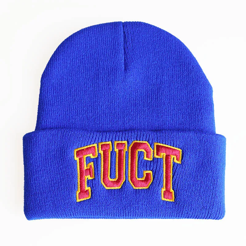 Billie Eilish embroidered FU knitted hat - Blue