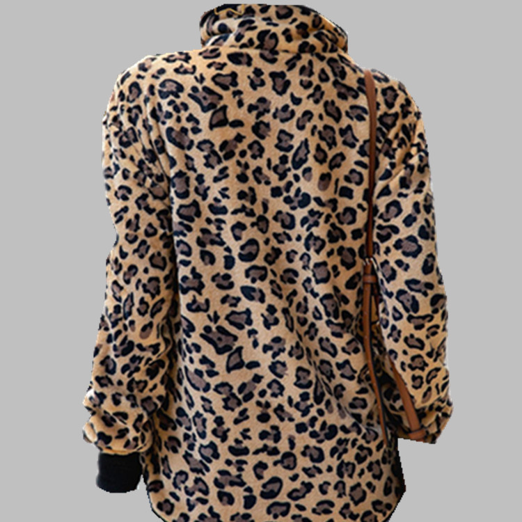 Women's long sleeve leopard button pockets