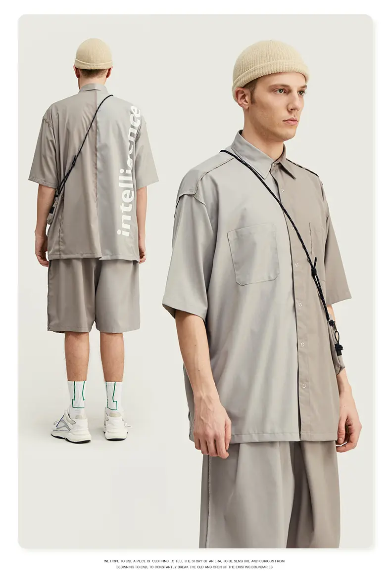 Color-block stitching English printed trousers