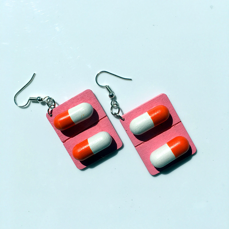 Funny Chill Pill Shaped Earrings – Pierced Or Clip-On In Each Style & Color