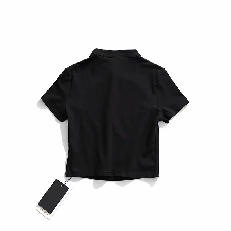 Stand collar sexy chest cutout short sleeves