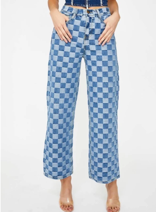 Women's plaid jeans Photo Color M - Shop at LoveMi
