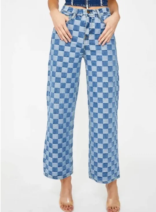 Women's plaid jeans - Photo Color-Xl