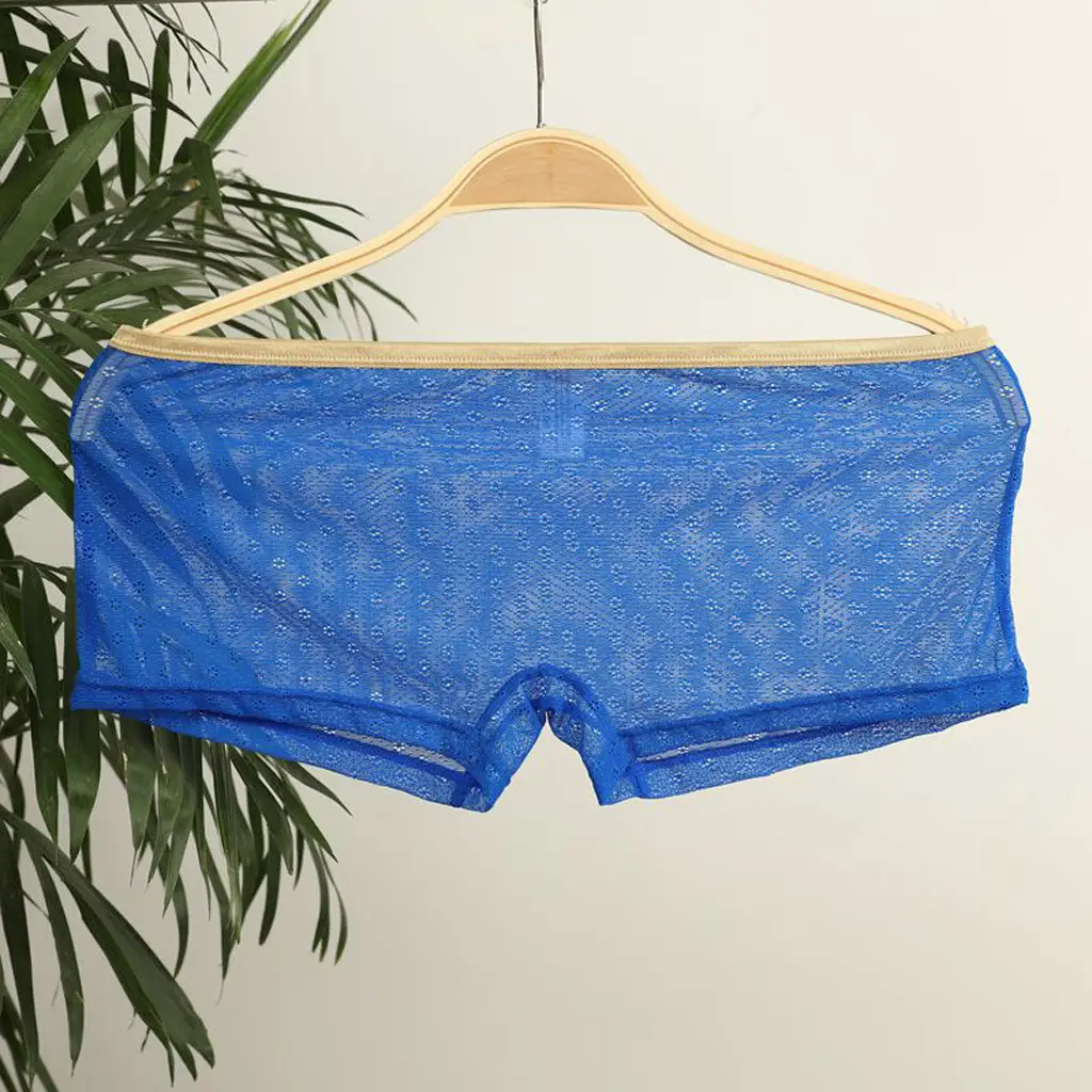 Mesh transparent breathable low waist men's boxer shorts