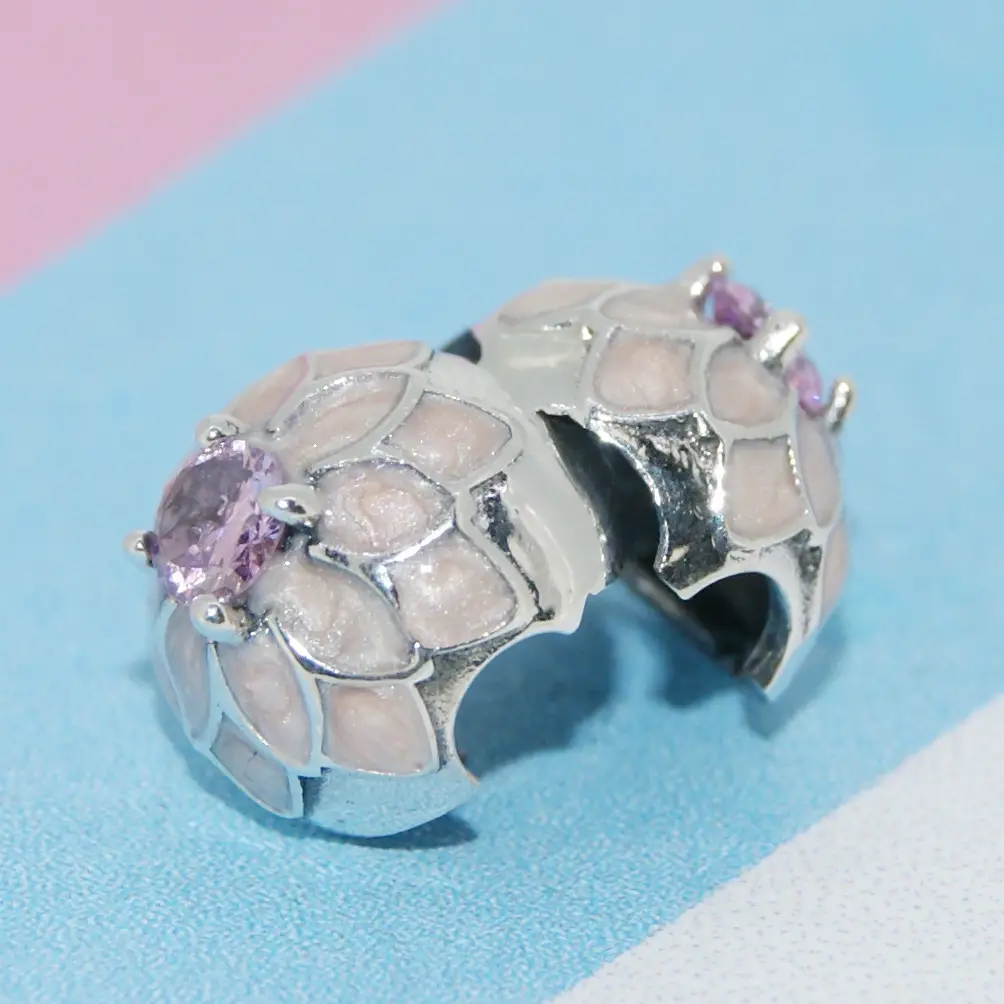 925 sterling silver beads cherry orchid fixed