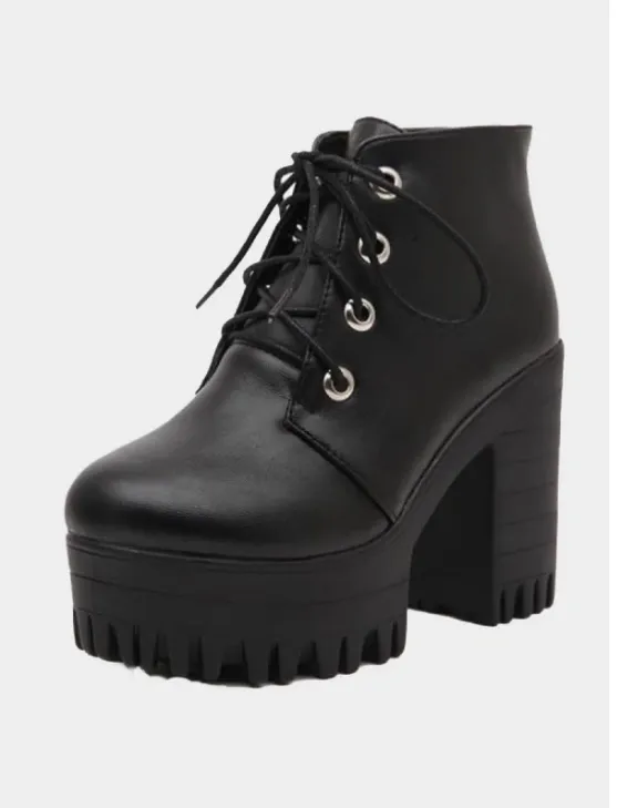 High heel chunky heel ankle boots Black - Shop at LoveMi