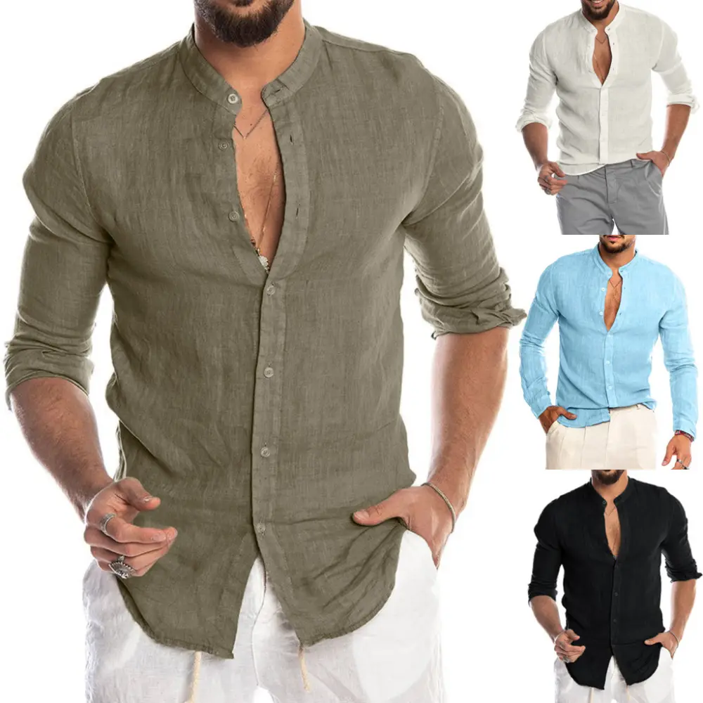 Cardigan Long Sleeve Shirt Men