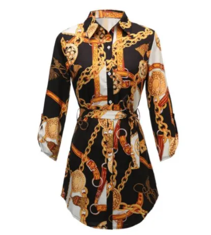 Black White Chain Print Tunic Shirt White - Shop at LoveMi