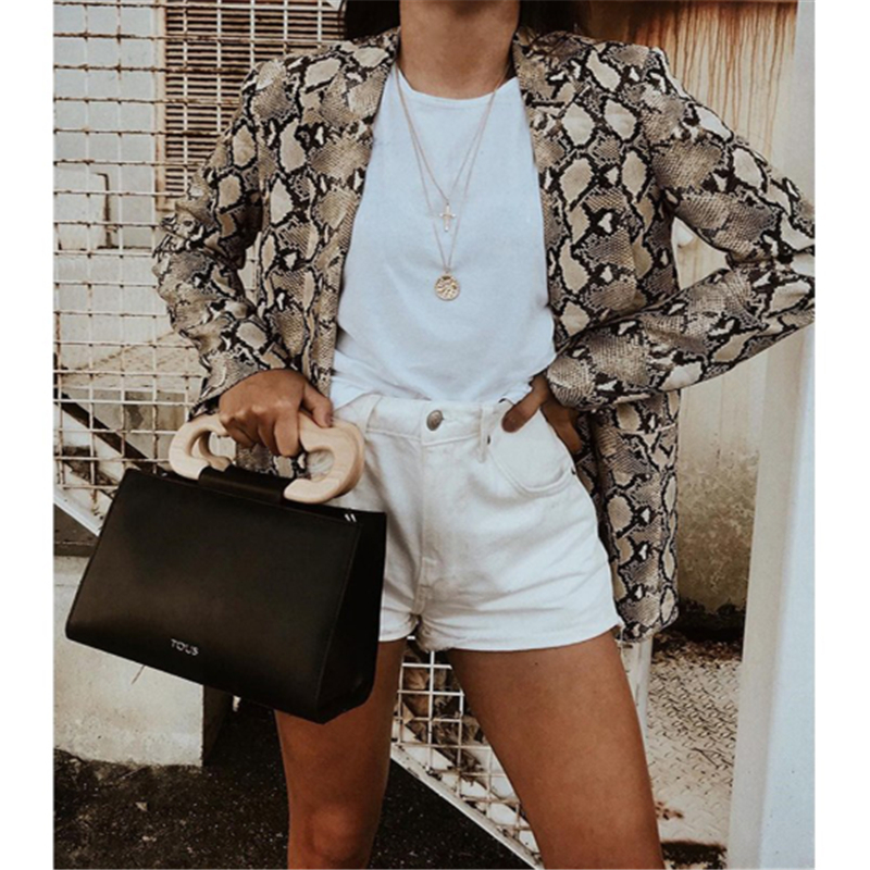 Snake-print thin suit jacket