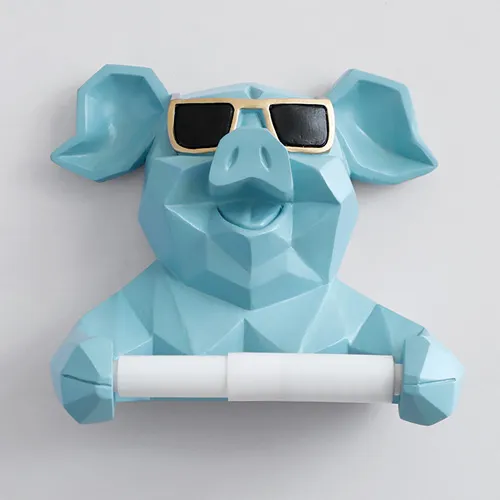 Wall mounted roll holder for toilet suction cups Blue Pig - Shop at LoveMi