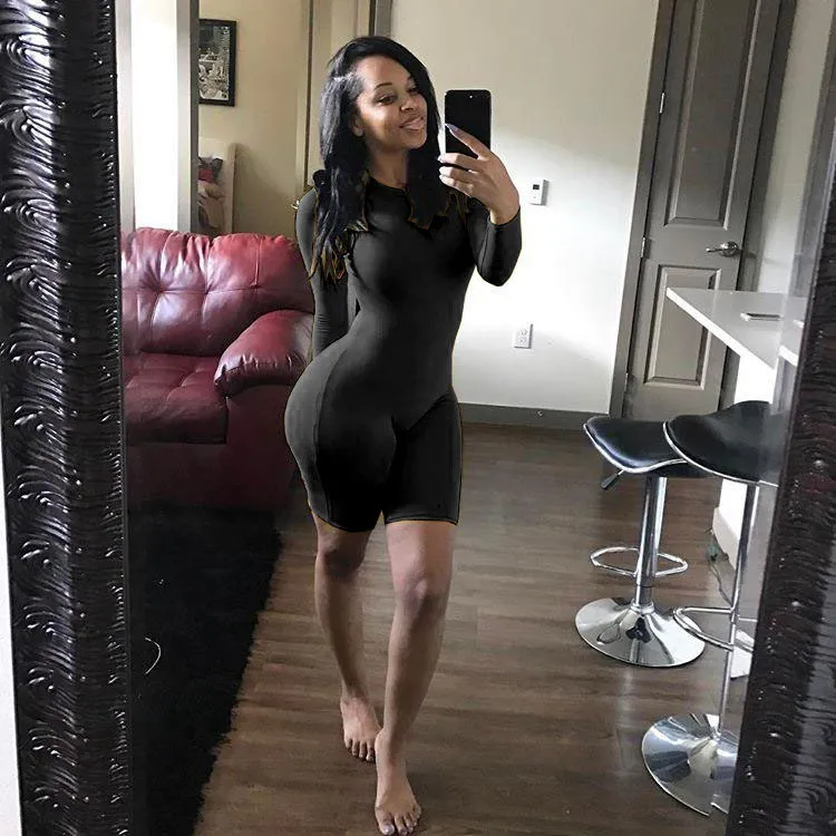 Sports running fitness jumpsuit shorts - Black