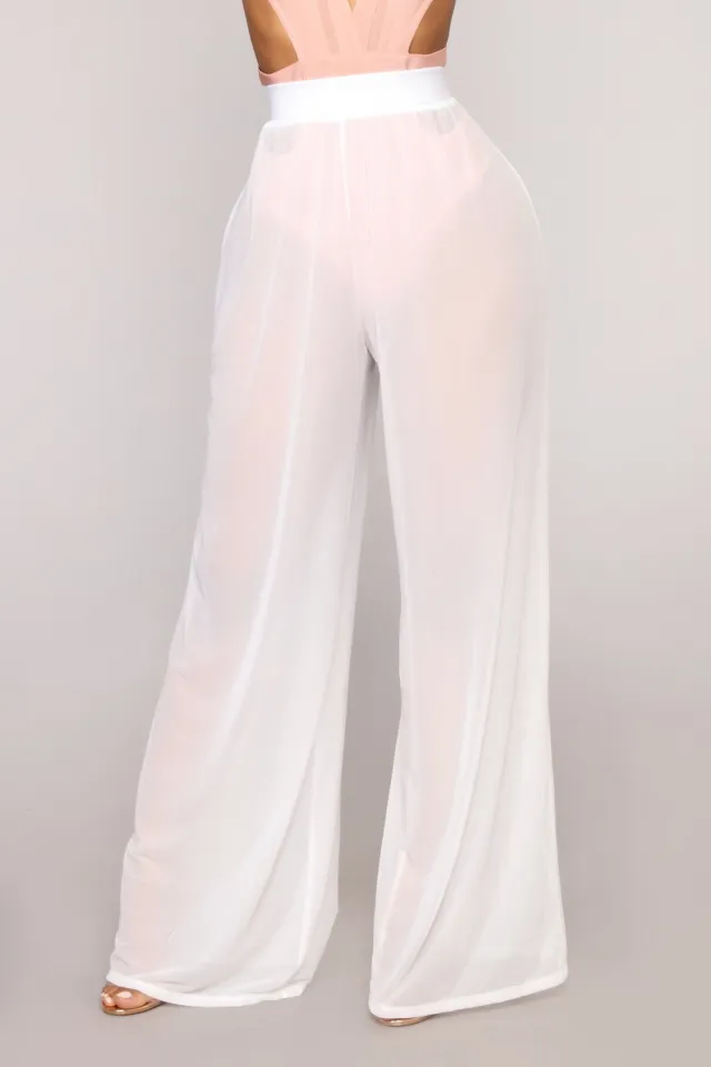 Sexy gauze wide leg pants White - Shop at LoveMi