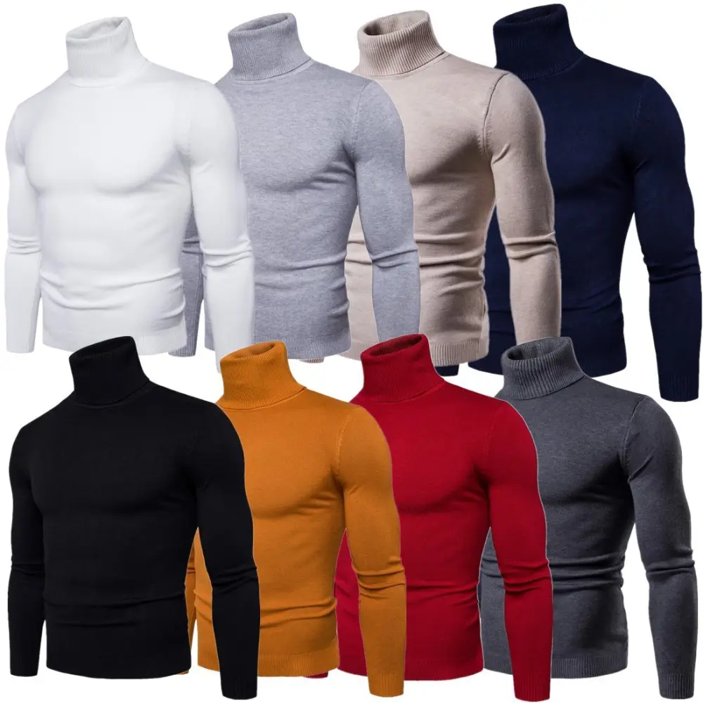 Winter Warm Basic Thermal Turtleneck Sweater Mens Solid Color
