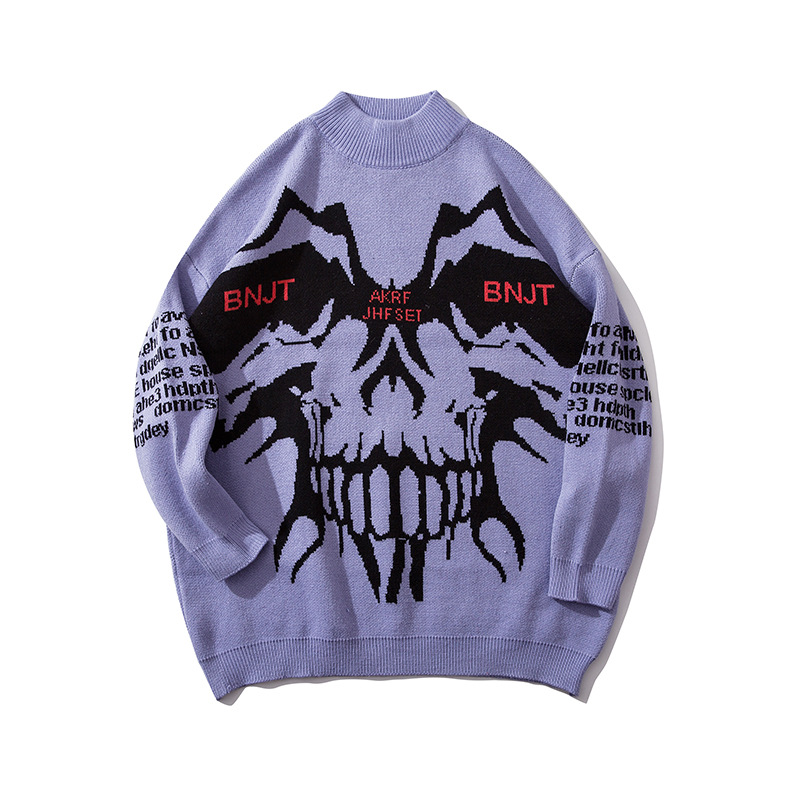 Men's mid-high round neck pullover sweater