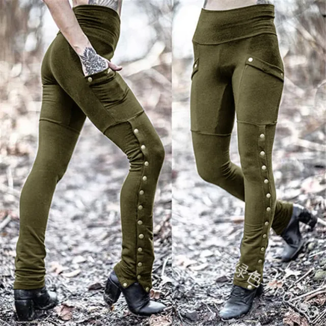 Rivet split sexy feet pants Army Green - Shop at LoveMi