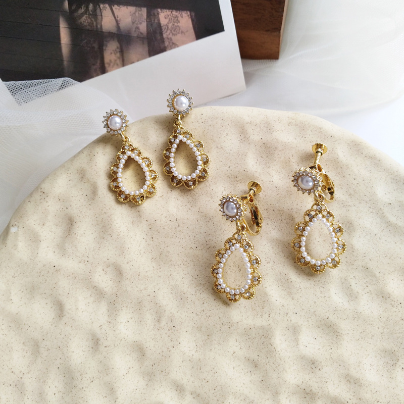 Silver Needle Pearl Drop Earrings