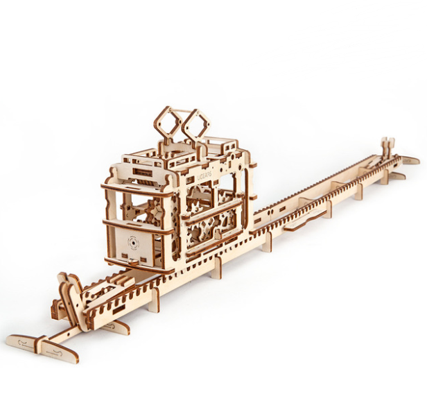 DIY 154pcs Wooden Streetcar Mechanical Transmission Model Assembly