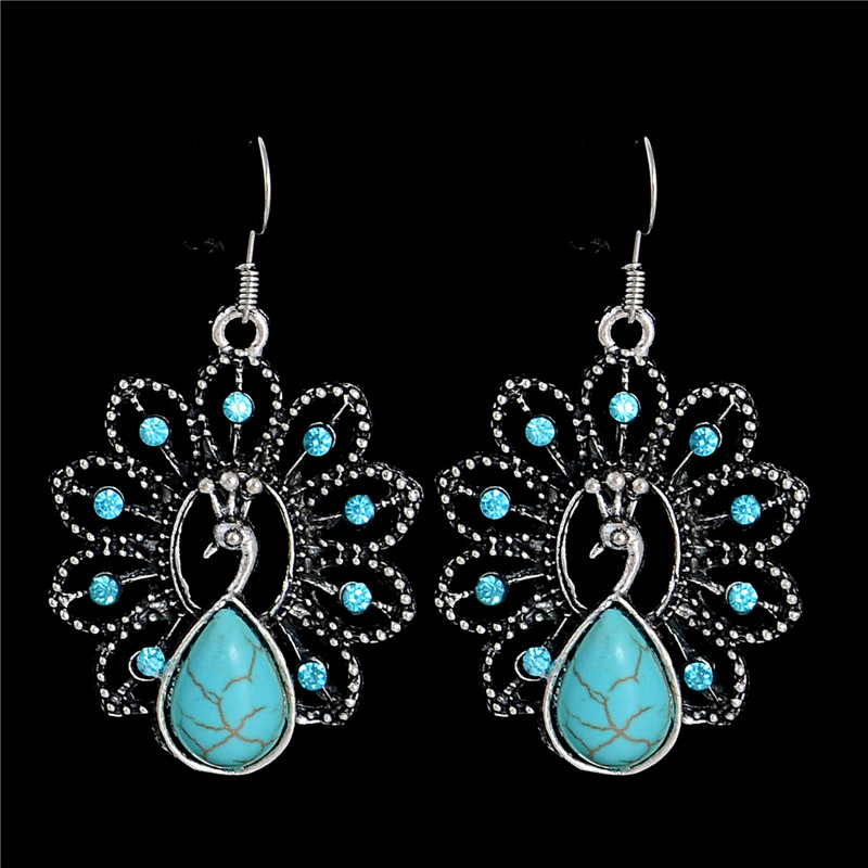 Turquoise peacock earrings