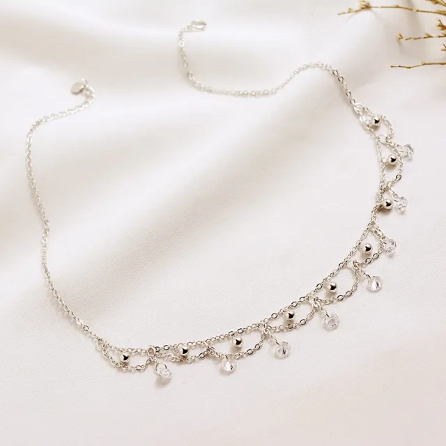 S925 Sterling Silver Inlaid Crystal Light Ball Clavicle Chain - Shop at LoveMi