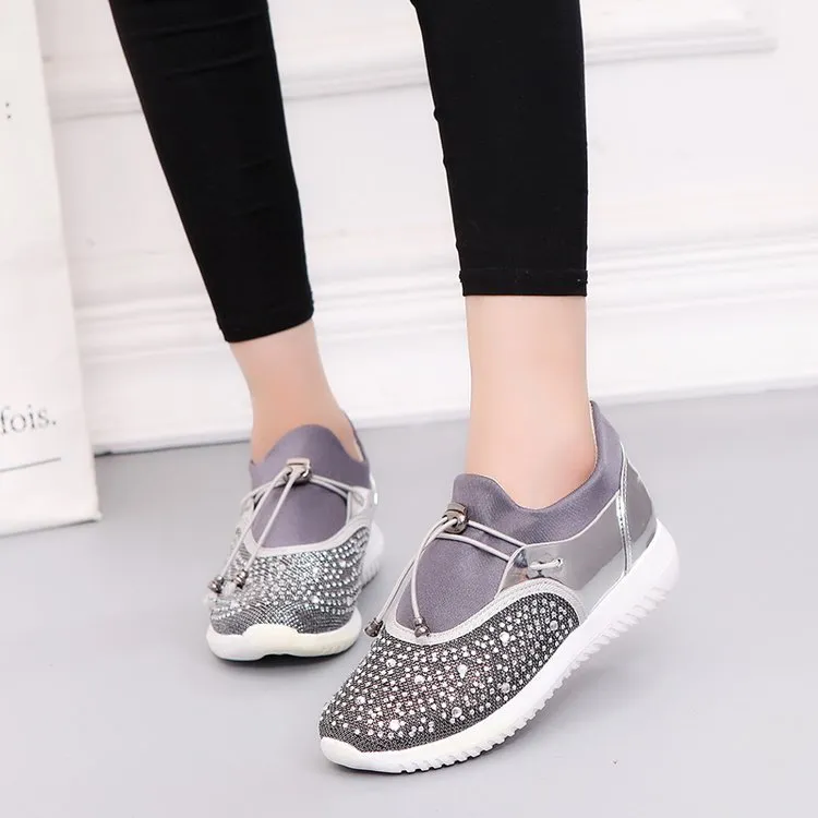 Sequined new thick-soled muffin casual loafers - White