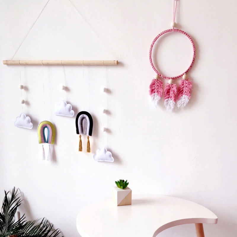 Деревянная палочка из радужного фетра, подвесное украшение на стену