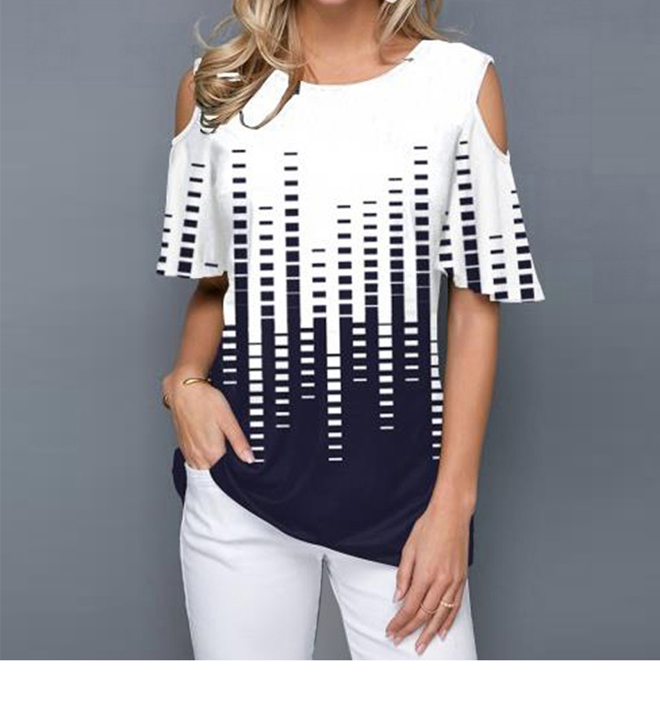 Strapless shirt round neck short sleeve print