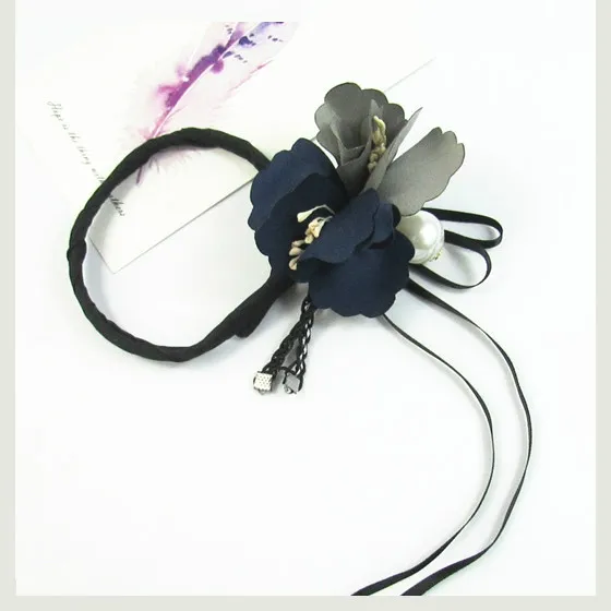 Ball head hair coil Blue With Ribbon - Shop at LoveMi
