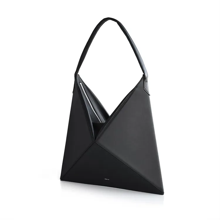 Folding tote shoulder bag - Black