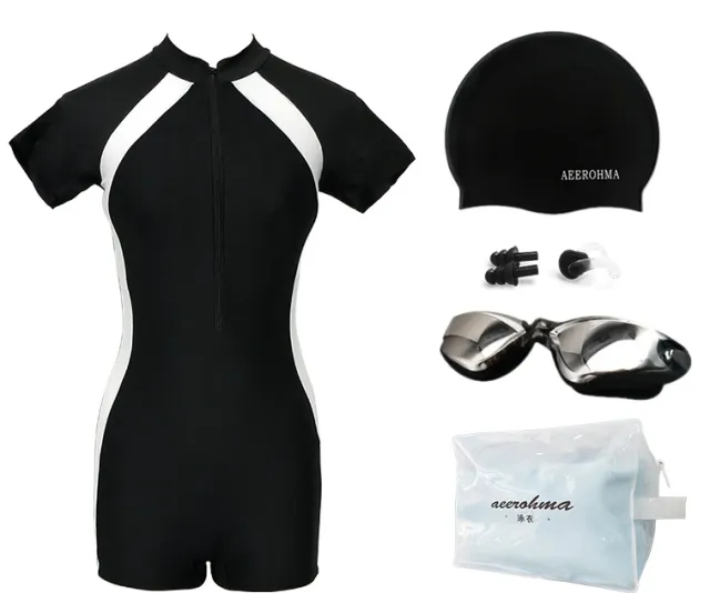 The new swimsuit for women in is a professional sport one piece, flat angle, conservative, skinny and full length diving, long sleeved hot spring s... Black - Shop at LoveMi
