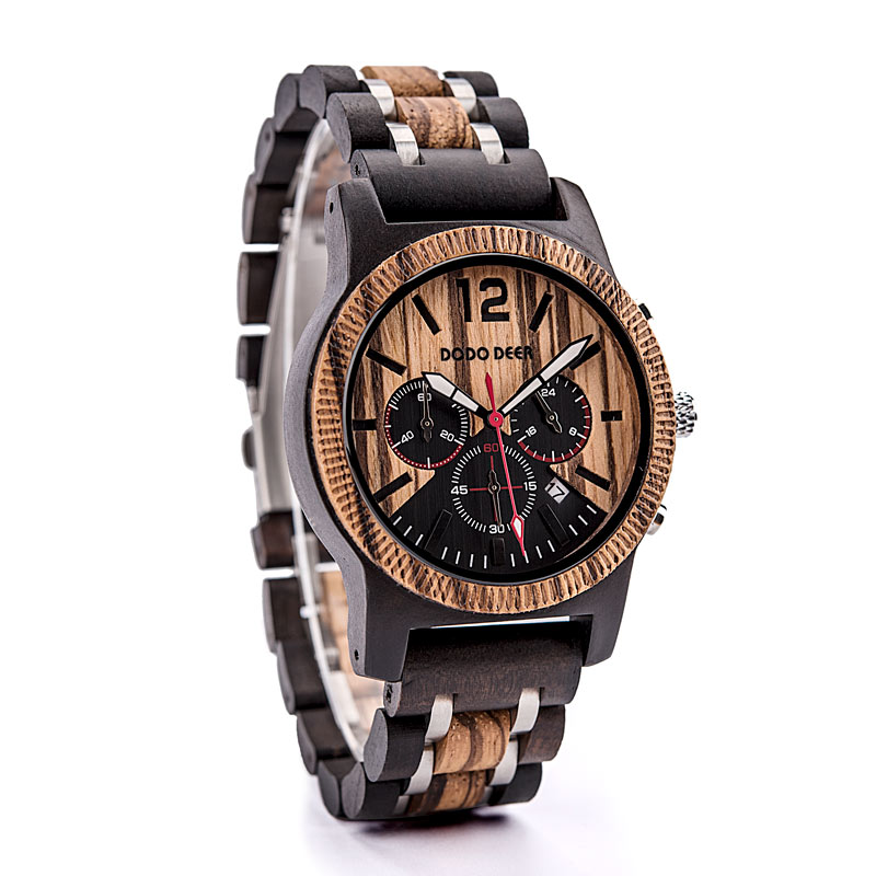 Men's casual wooden watch